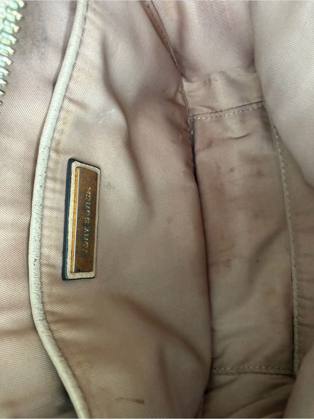 Tory Burch Pebbled Leather Crossbody in Taupe with Tassels - Picture 6 of 6